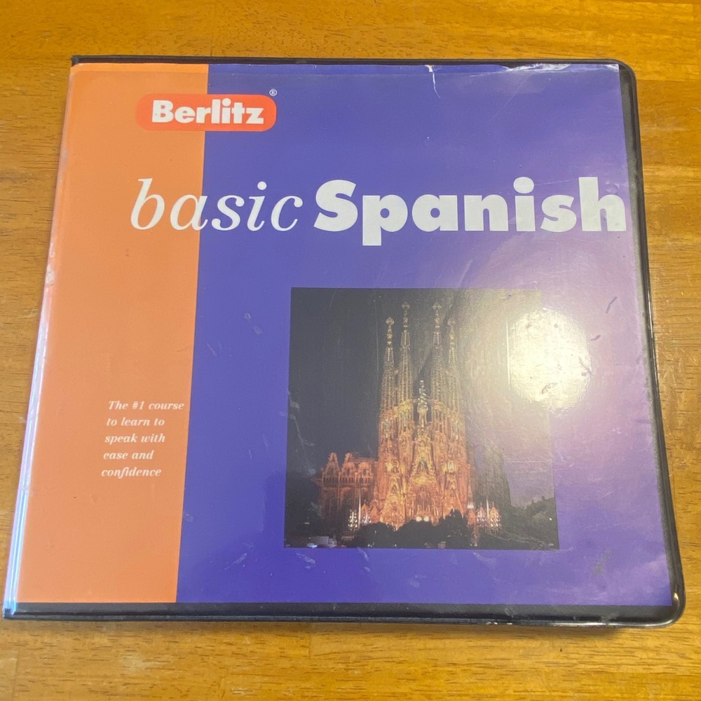 Berlitz Basic Spanish Course Set 3 Cassettes & Study Guide Everyday Topics